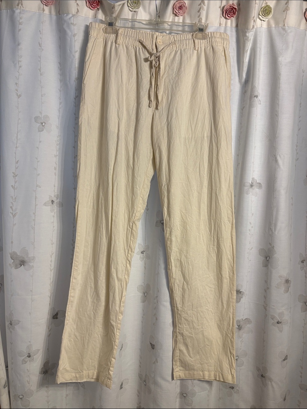 Women Casual Drawstring Pants in Cream